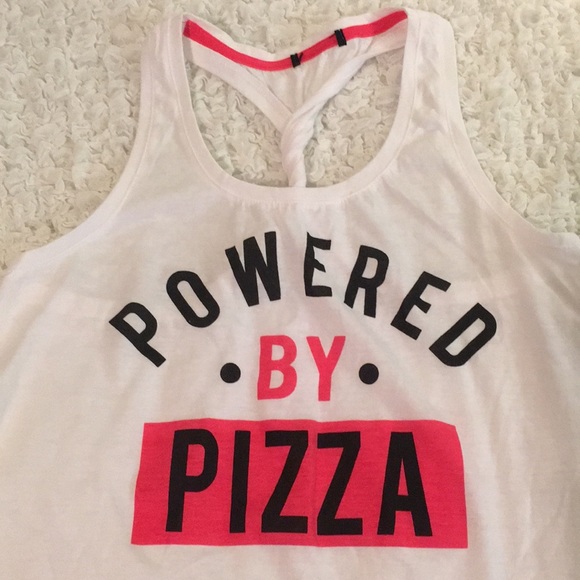 NWOT Powered By Pizza Workout Tank - Picture 2 of 5